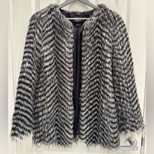 BeBe Chevron Faux Fur Coat—Excellent condition